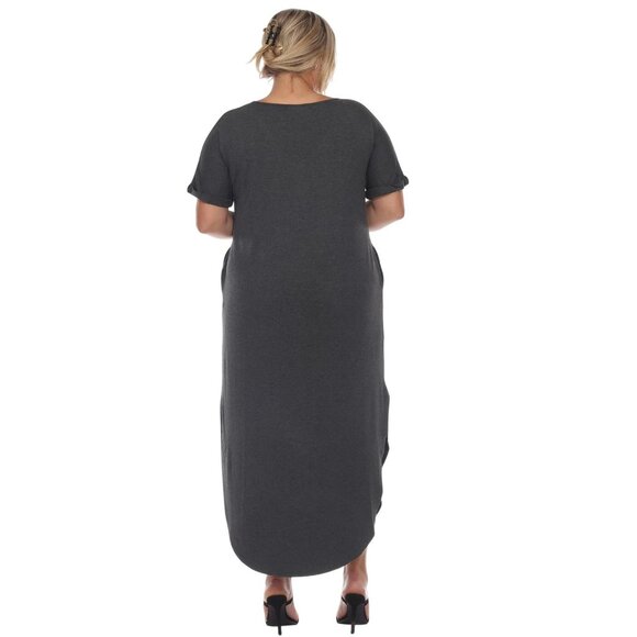 NWT White Mark Womens Plus Size Short Sleeve V-Neck Maxi Dress Charcoal Gray 1X - Picture 4 of 9